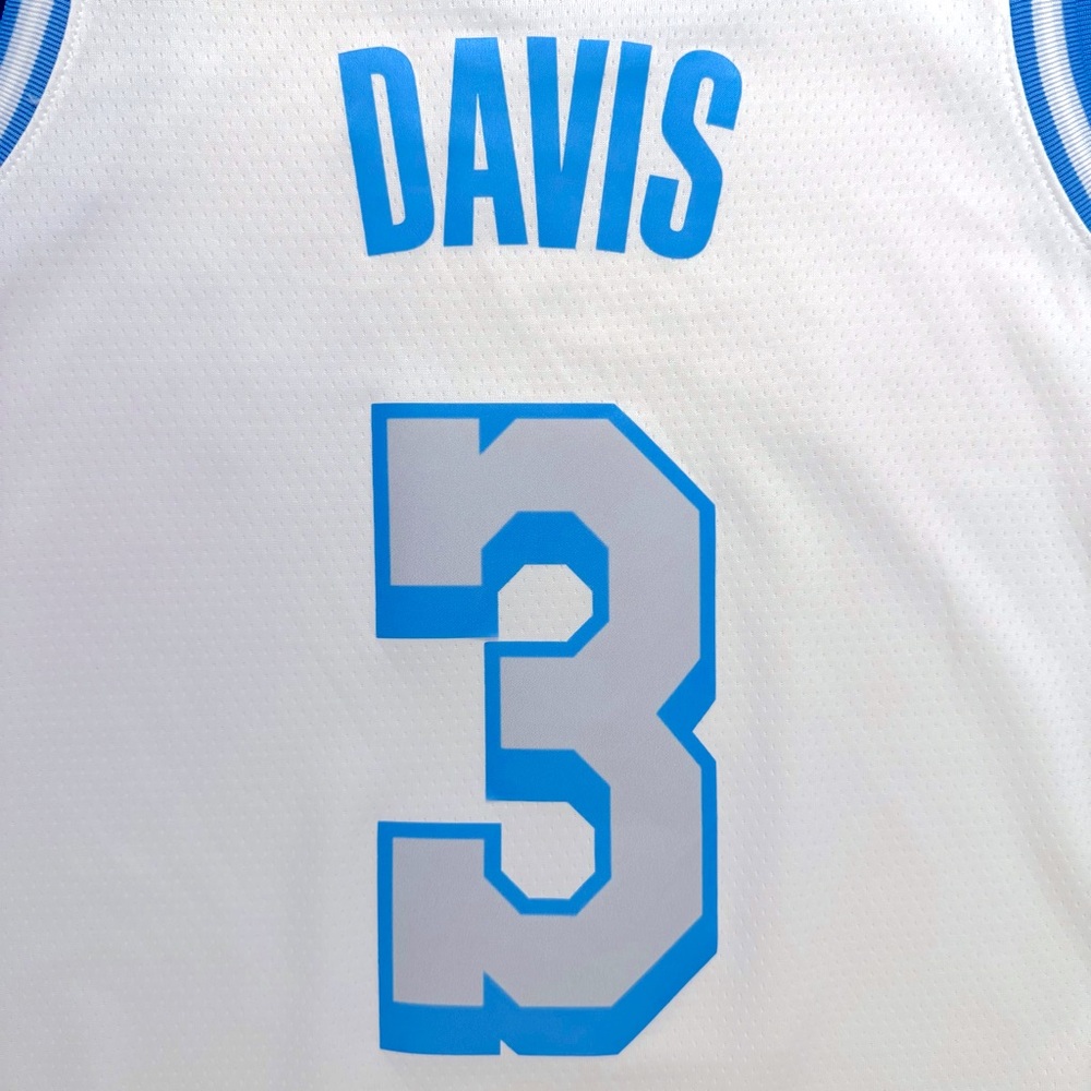 Nike Anthony Davis Los Angeles Lakers #3 White / Blue City Swingman Jersey 44 M - Picture 7 of 7